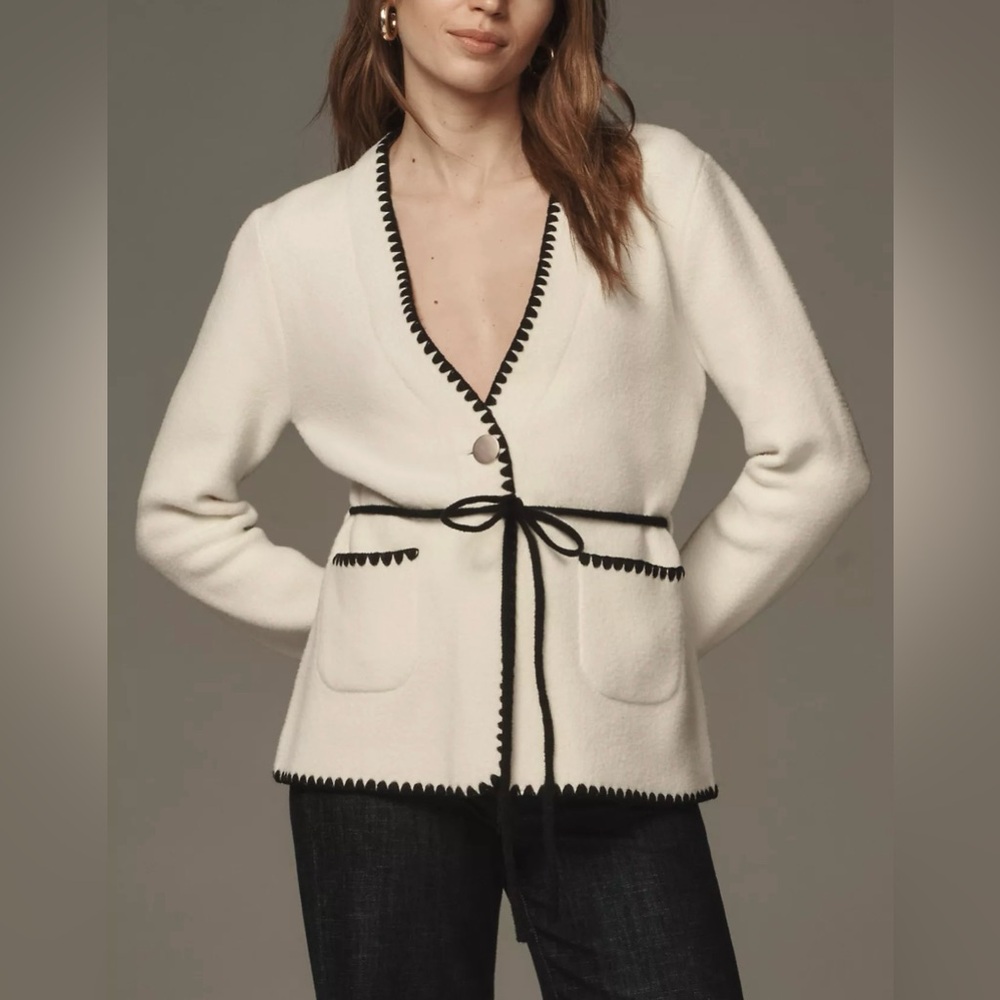 NVLT Size L - NVLT Knit V-Neck Blazer Whipstitch (NWT US$ 158)